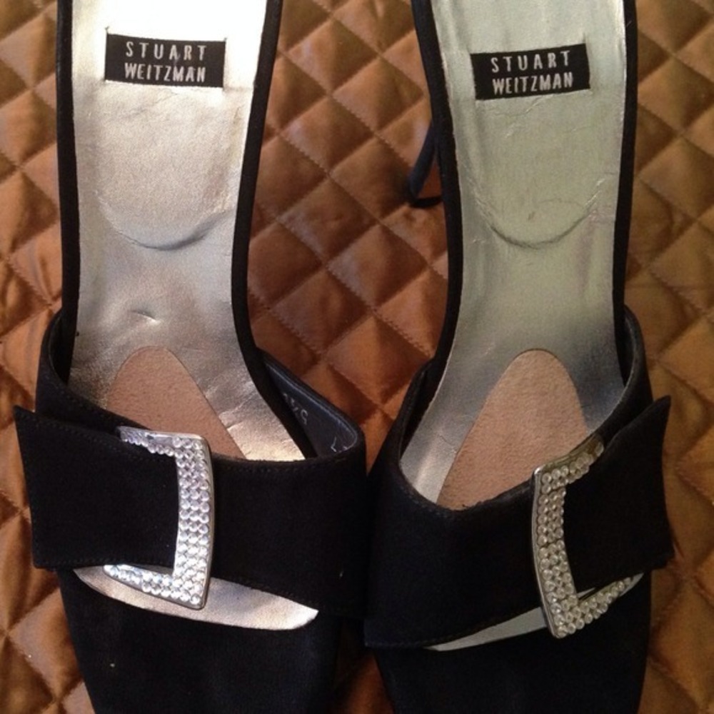 Stuart Weitzman Women's Black Slip on Heels Size 6 - Picture 2 of 4